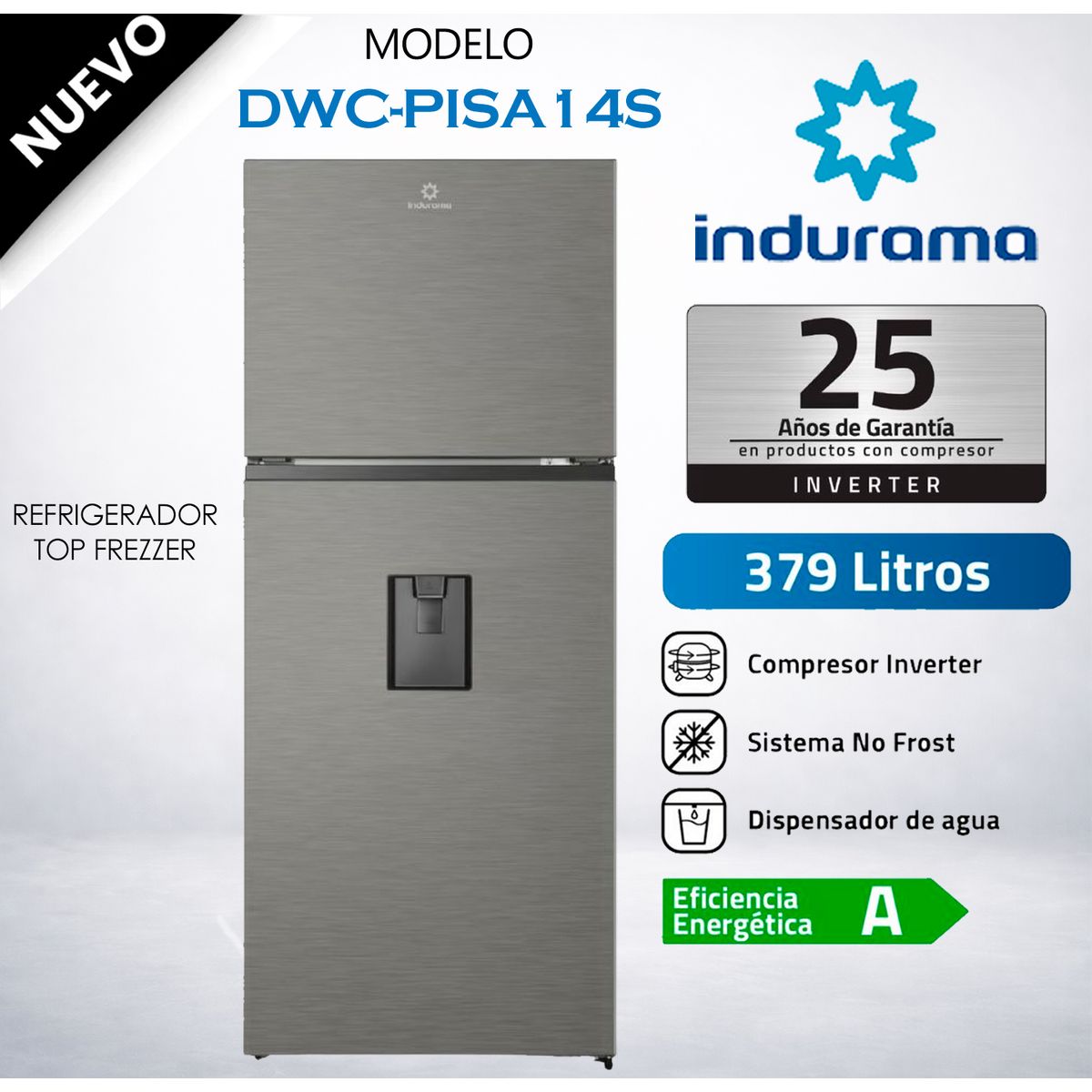 INDURAMA - Refrigeradora Indurama Con Dispensador 379LT RI-469DI - Croma