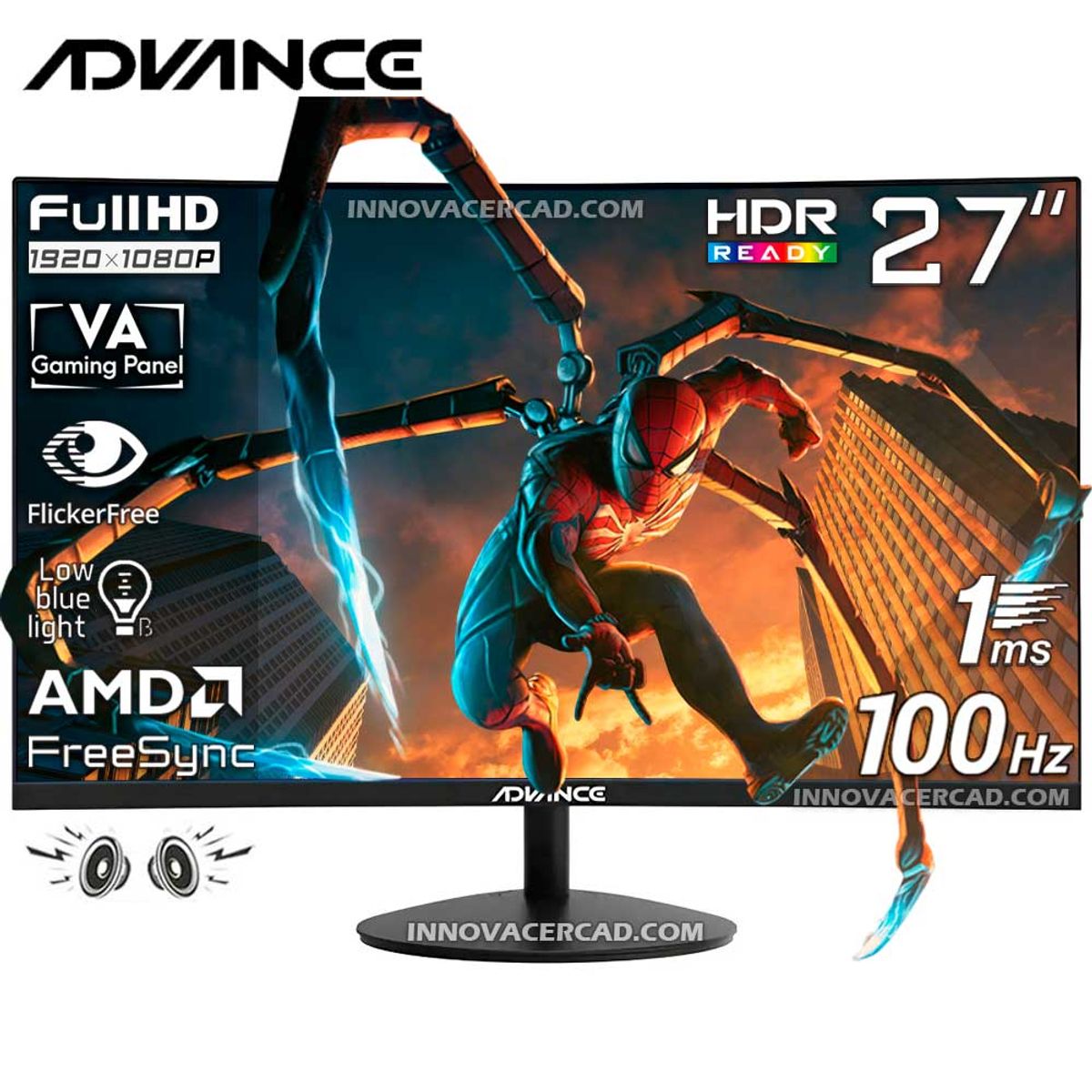 ADVANCE - Monitor Curvo Advance ADV-2751S 27 FULL HD VA, 100Hz, 1ms, HDR, Parlantes