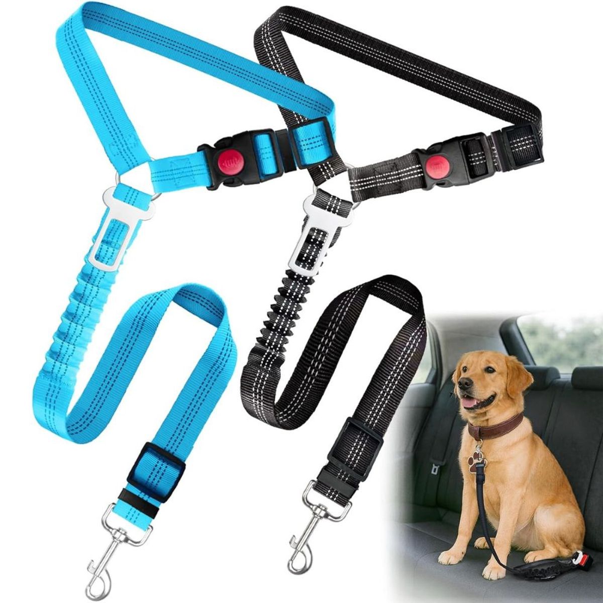 Pack 2 unds. Correa para Perros de Seguridad en Coche Ajustable Multifuncional 3 en 1, marca IMPORTADO MC - Foto Principal