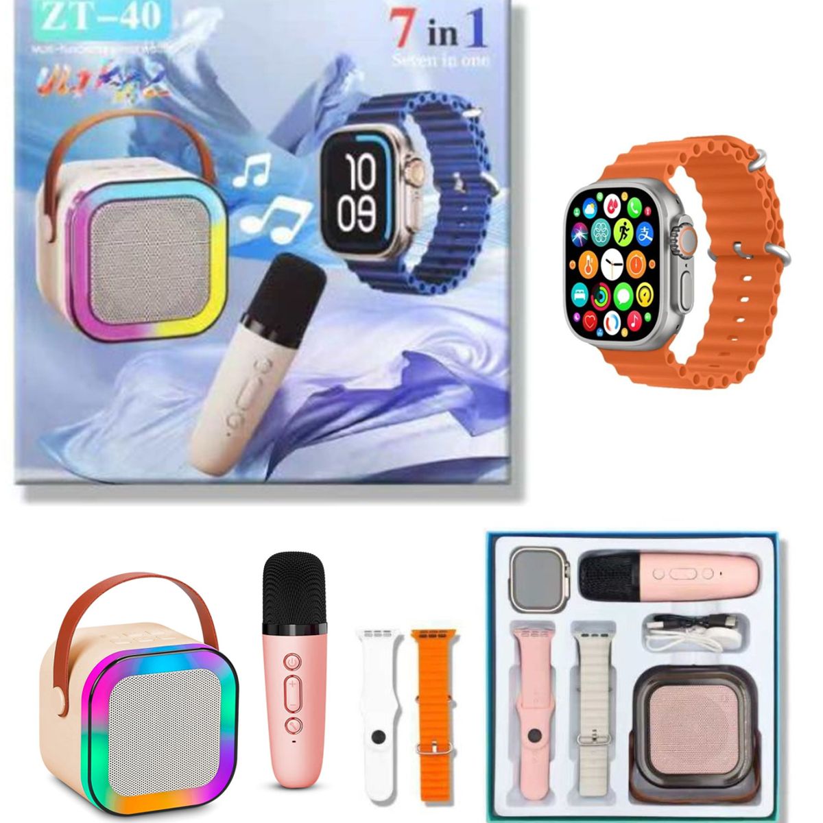 GENERICO - Parlante Bluetooth con microfonos y reloj con correas