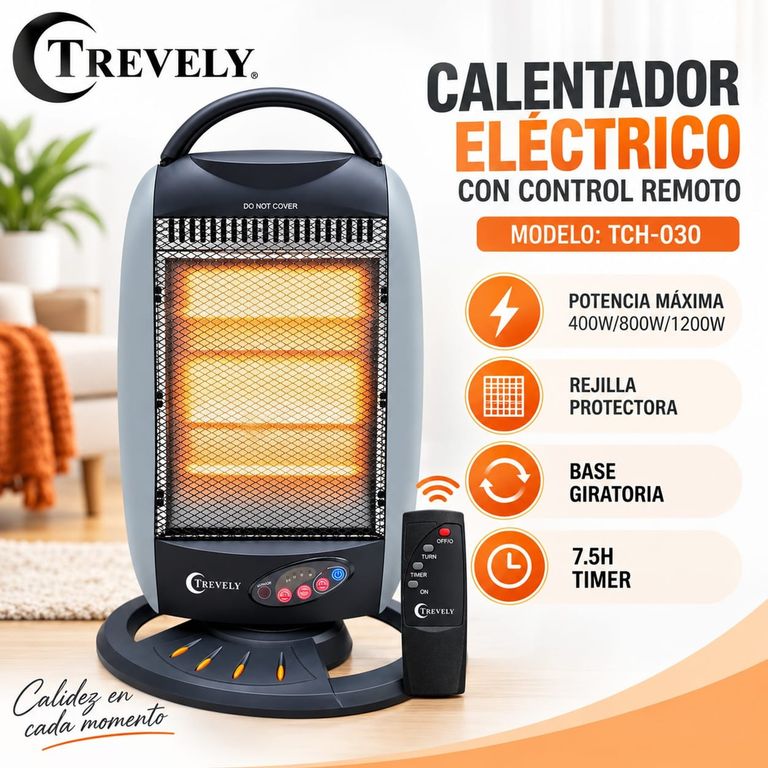 Calefactor Eléctrico Halógeno Control TCH-030 | Sodimac Perú