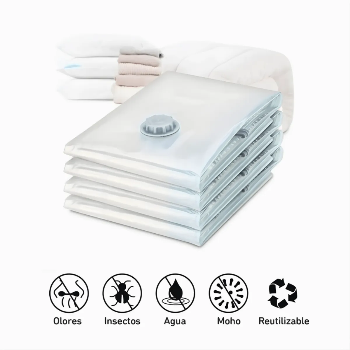 GENERICO - Set 4 Bolsas Al Vacío Compresoras Pack de Protección Total