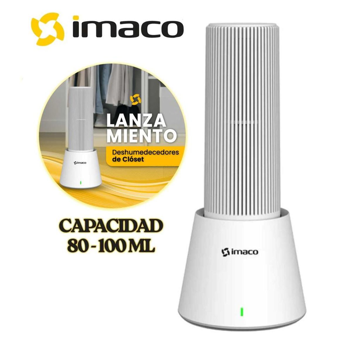 Imaco - Mini Deshumidificador Portátil DHM20 Blanco para Clóset  Elimina la Humedad