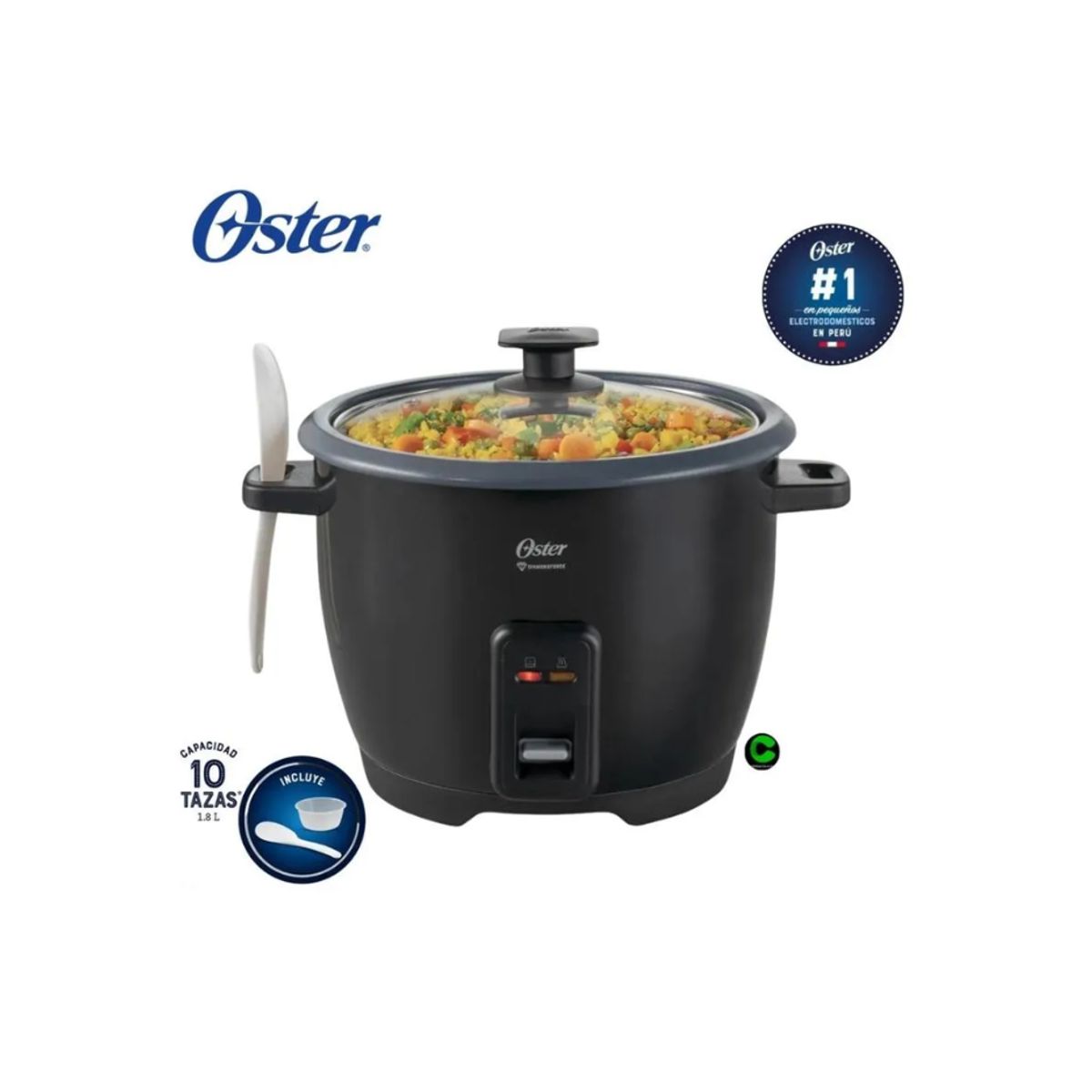 OSTER - Arrocera de 10 Tazas DiamondForce Oster CKSTRCB10DFBLK 053 de 1.8L
