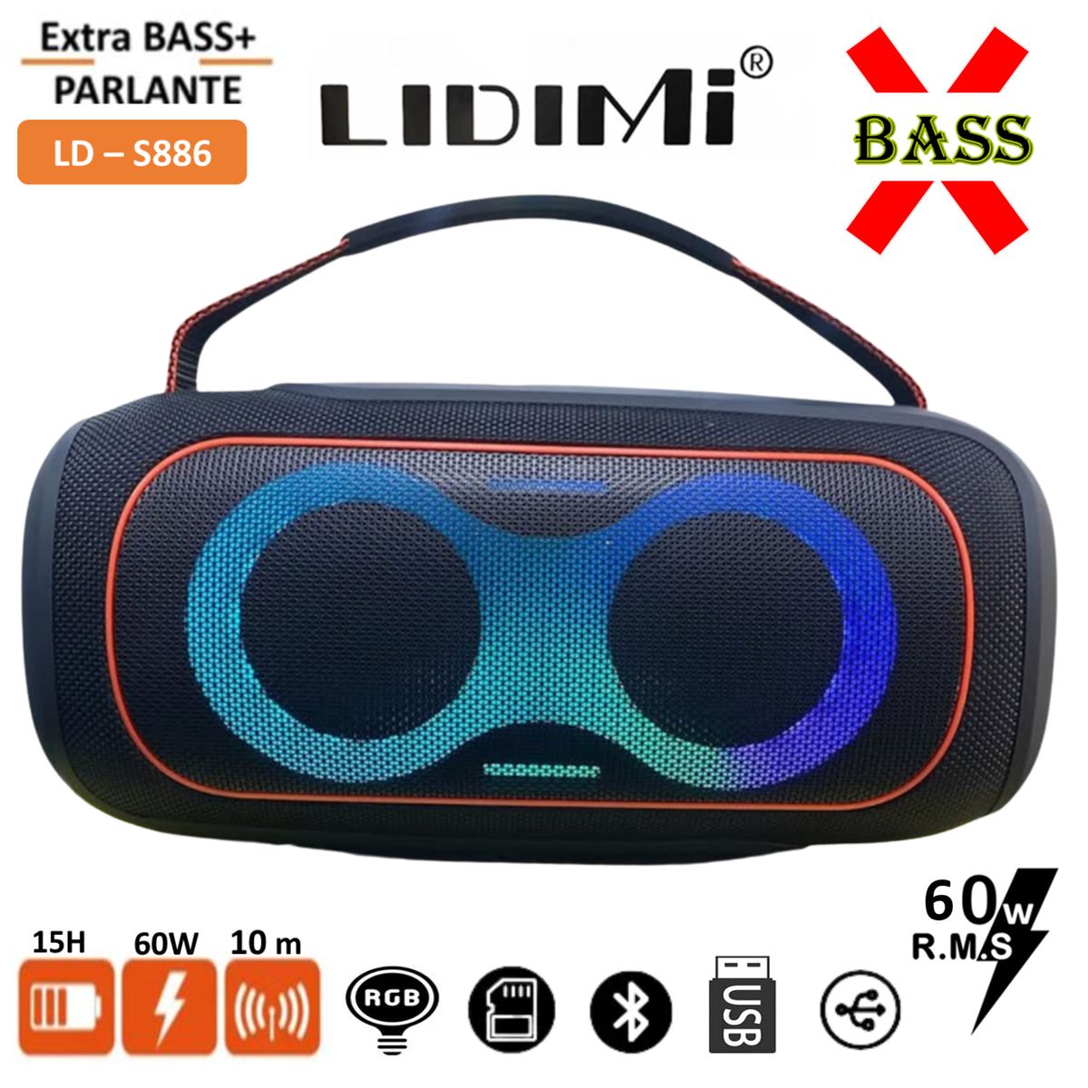 LIDIMI - Parlante Bluetooth LIDIMI  USB BT LD-S886 XBASS 60W