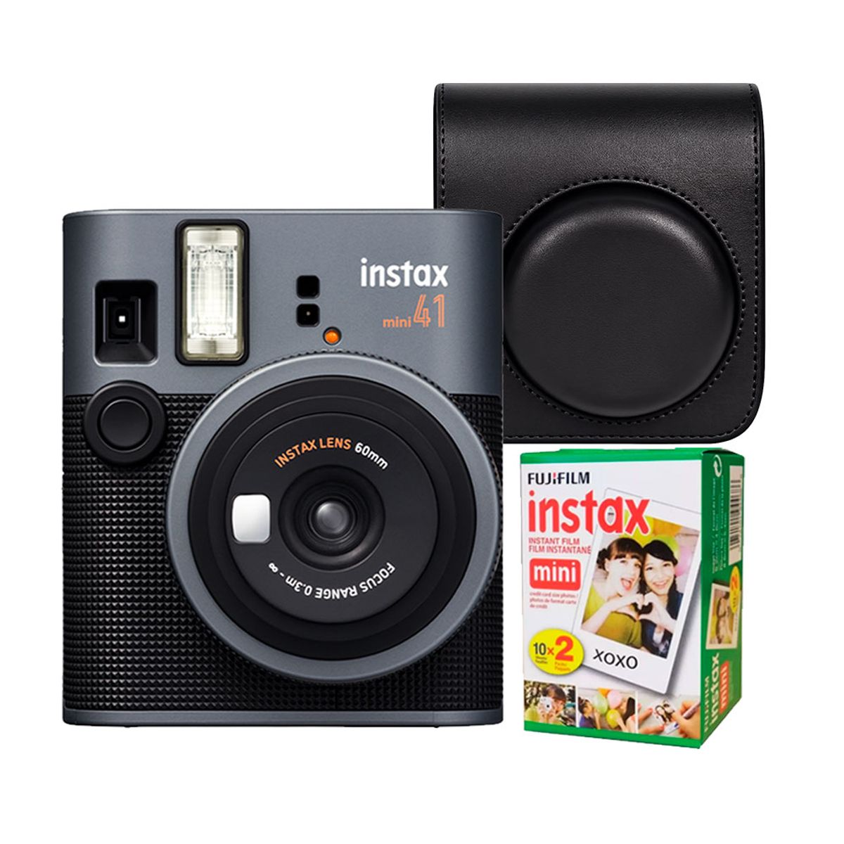 FUJIFILM - Camara Fujifilm Instax Mini 41 Black + Estuche Negro + Pelicula x 20
