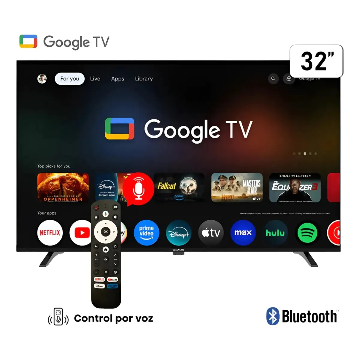 BLACKLINE - Televisor Blackline 32 Pulgadas Smart Tv Google TV HD BL32-T3000HD + Antena Digital Gratis
