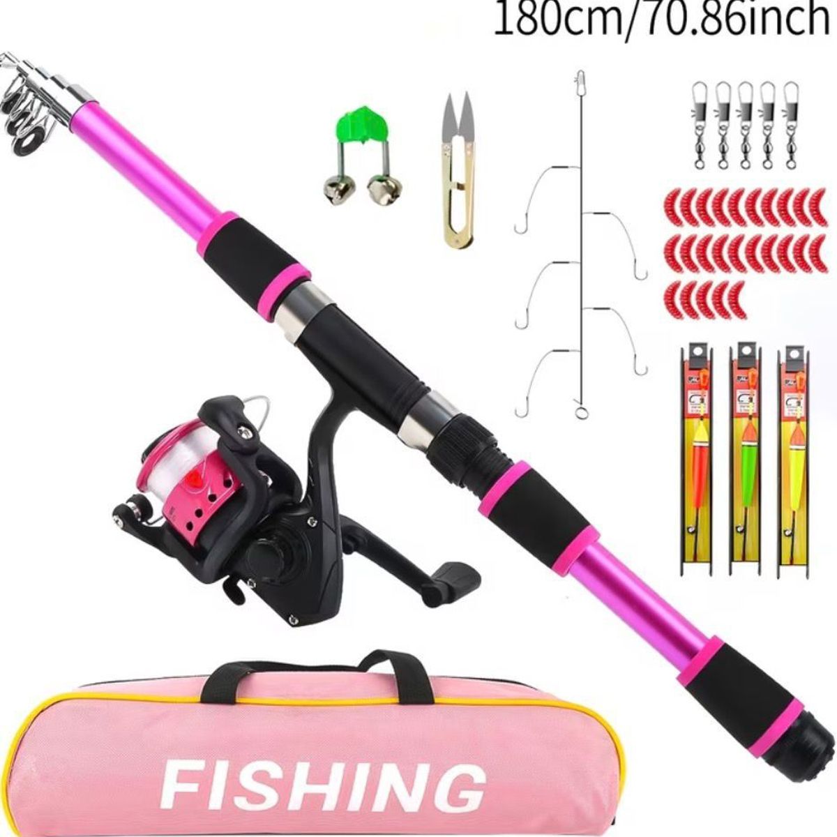CAÑA  PESCA PESCAR CON SEÑUELOS FISHING ROSA, marca GENERICO - Foto Principal