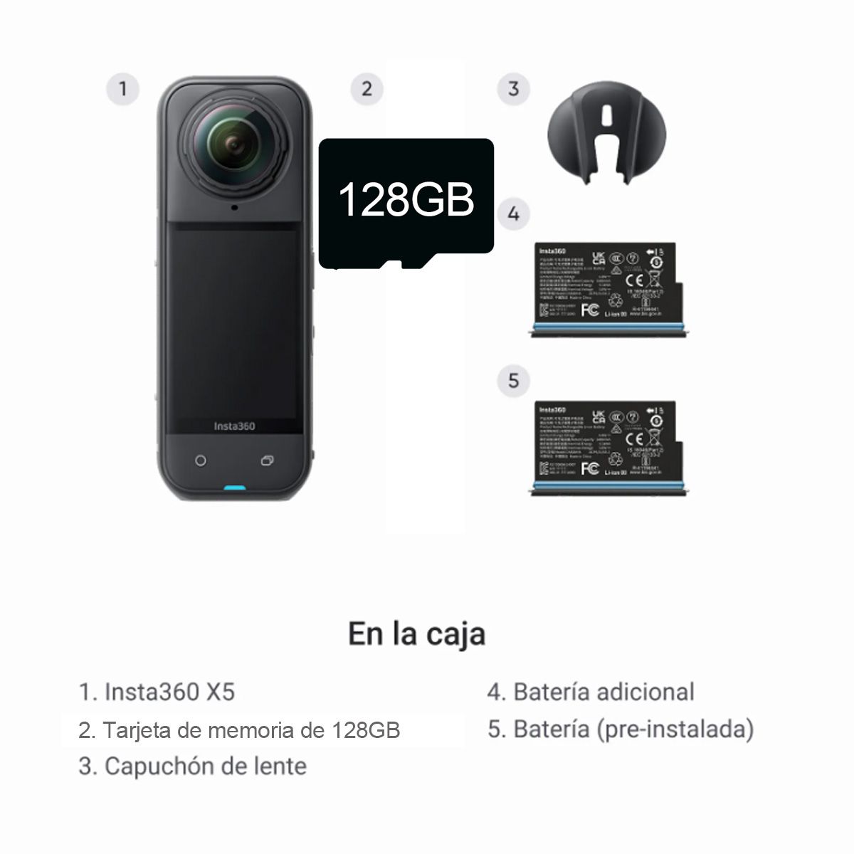 INSTA360 - Cámara X5 Battery Bundle Insta360
