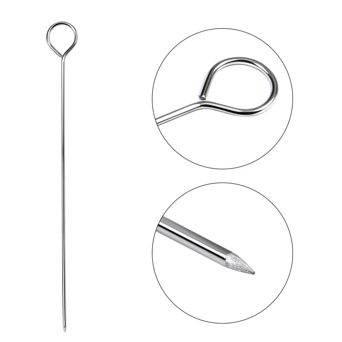 GENERICO - 10 Brochetas Anticucho Pincho Acero Para Bbq Parrilla Asado 30 CM
