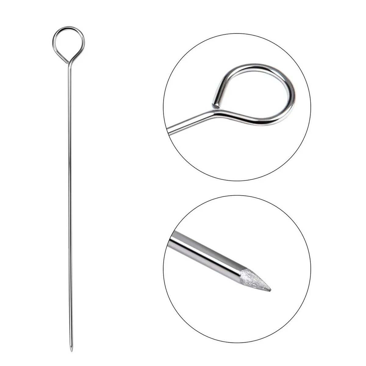 GENERICO - 10 Brochetas Anticucho Pincho Acero Para Bbq Parrilla Asado 30 CM