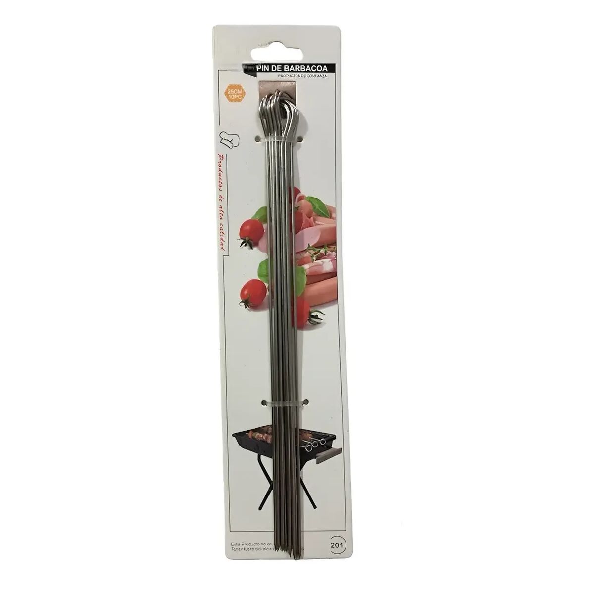 GENERICO - 10 Brochetas Anticucho Pincho Acero Para Bbq Parrilla Asado 30 CM