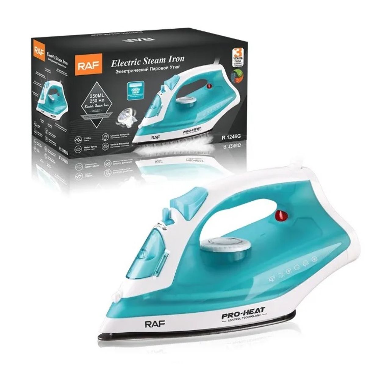 RAFF - Plancha A Vapor Para El Hogar Turquesa R.1279g X 2 UND