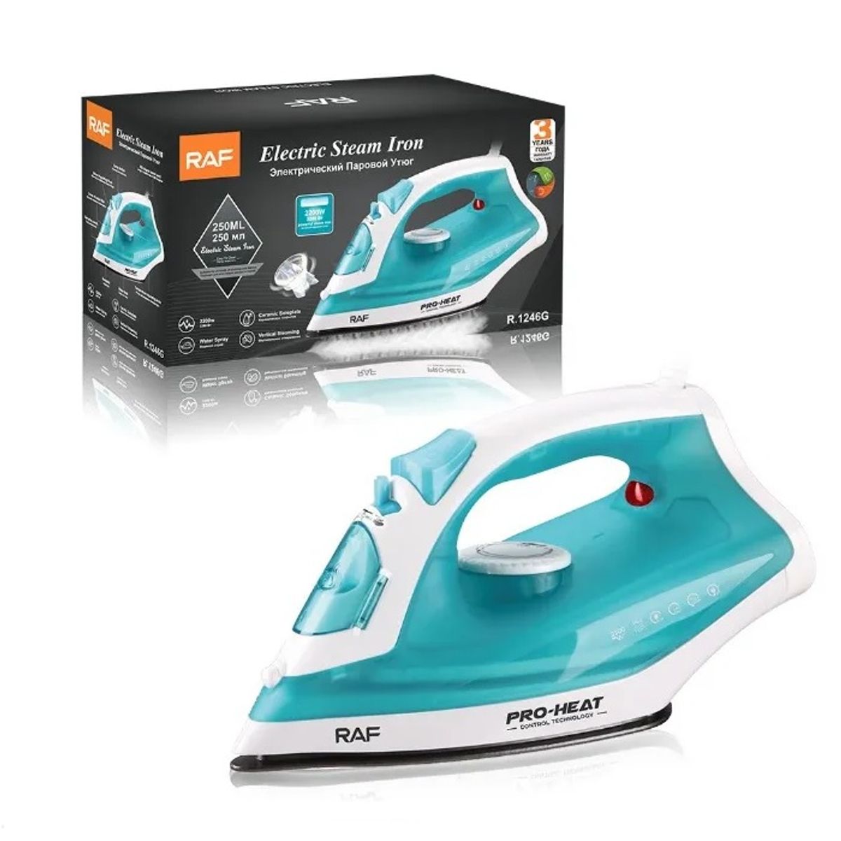 RAFF - Plancha A Vapor Para El Hogar Turquesa R.1279g X 2 UND
