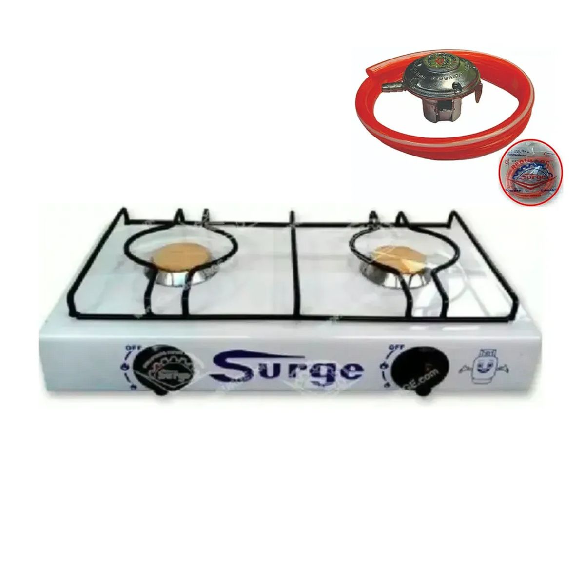 COCINAS SURGE - Cocina a Gas de Dos Hornillas Blanco + Válvula SURGE de Bronce