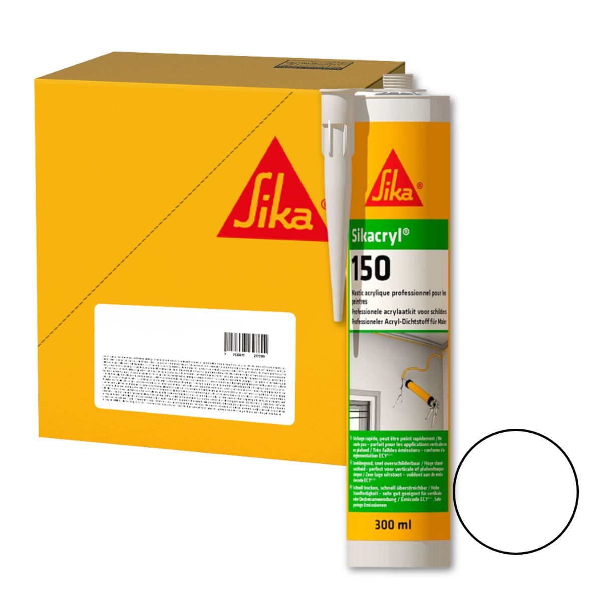 SIKA - Pack de 12 unidades de Sikacryl 150 Blanco 300 ml/ sellador acrílico para juntas en interiores
