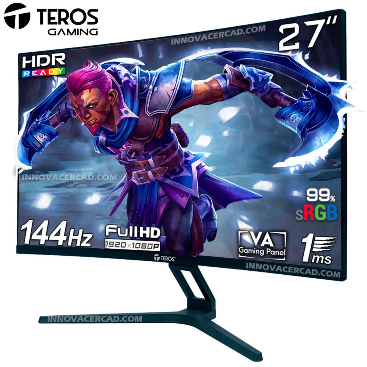 TEROS - Monitor Curvo Teros TE-2734S VA FHD 1920 x 1080, 144HZ, 1MS, HDR, FreeSync