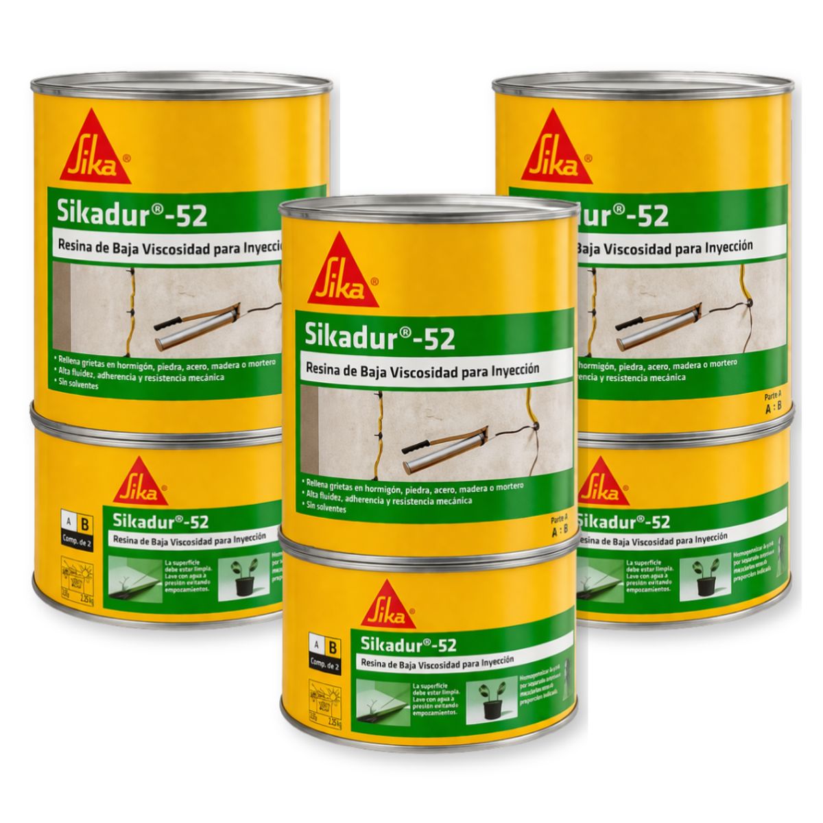 SIKA - Pack de 3 unidades de Sikadur 52 x 1kg - Resina Epóxica para rellenar y sellar grietas