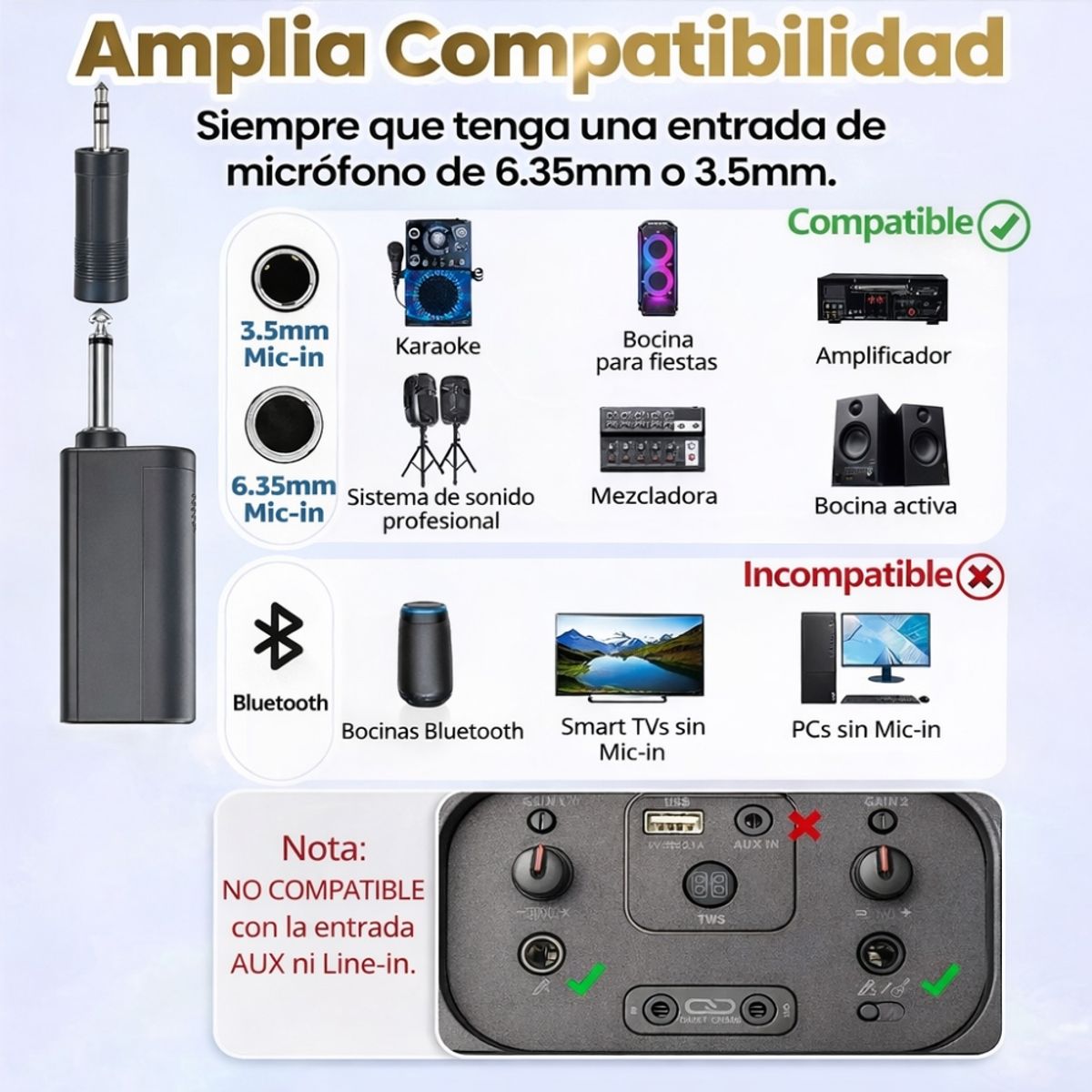 EWTTO - Micrófono Inalámbrico Doble 2.4GHz con Receptor para Karaoke y Eventos