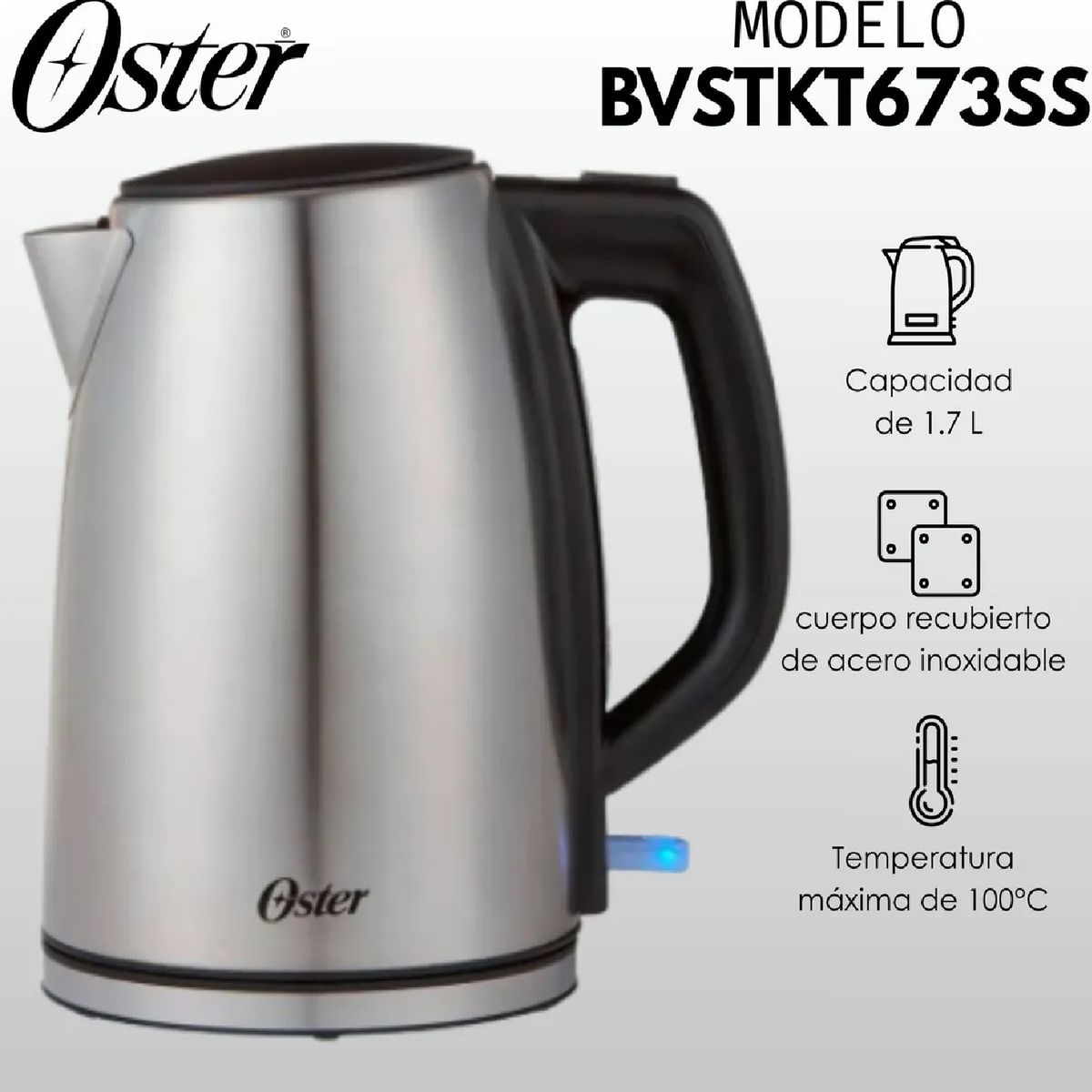 OSTER - Hervidor Eléctrico Oster BVSTKT673SS 1.7L - Acero Inoxidable