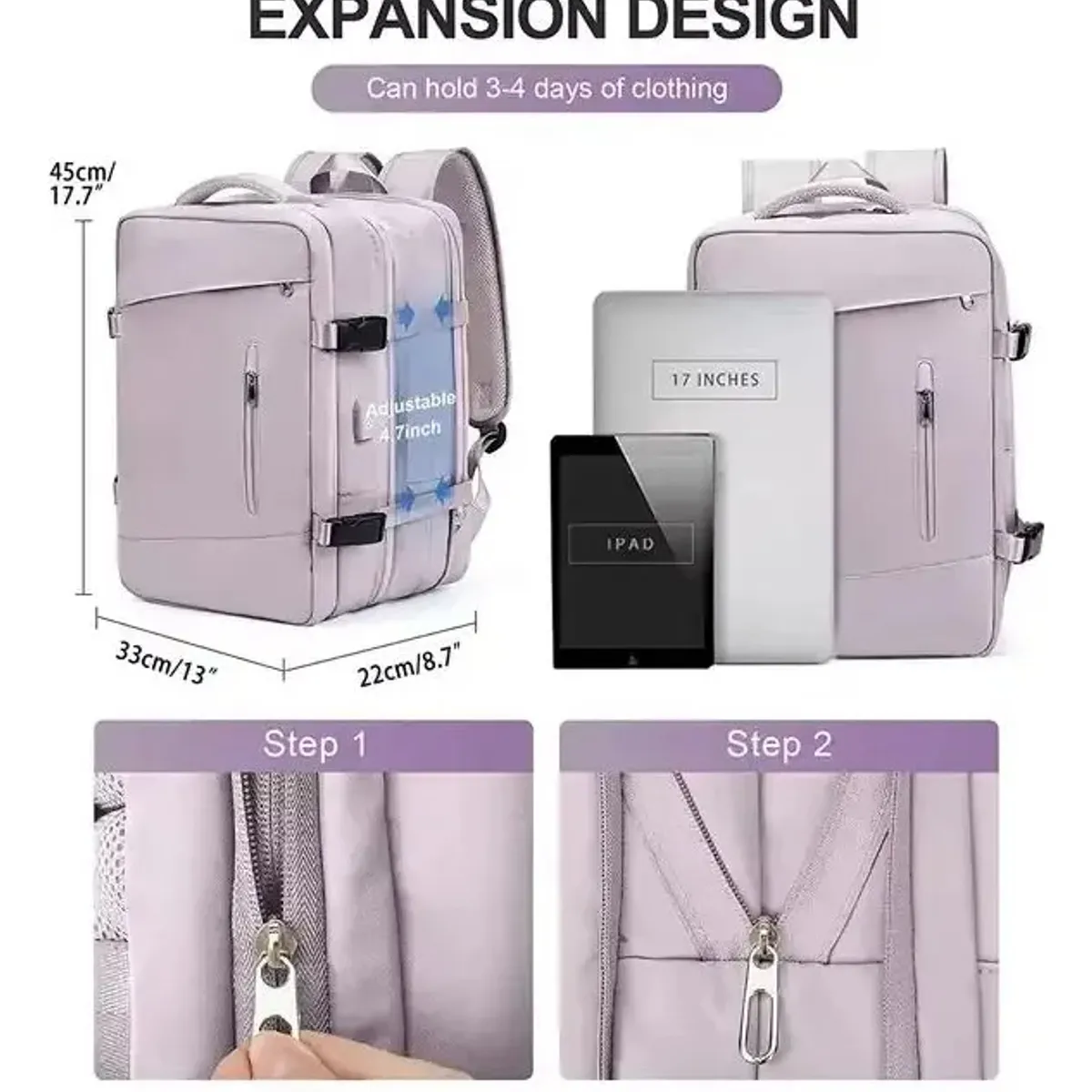 EVERSO - Mochila Deportiva Impermeable Expandible Viaje Laptop 39l