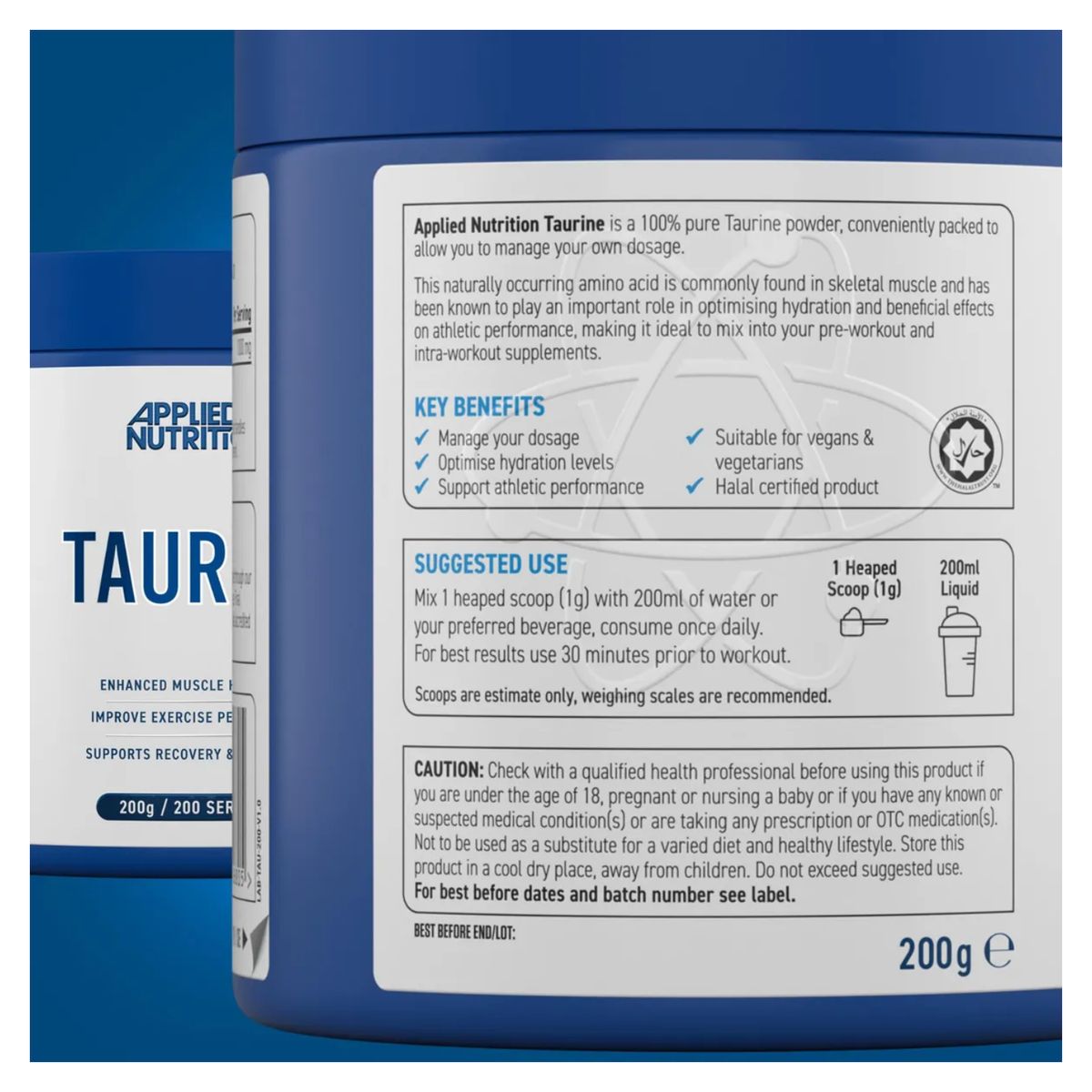 APPLIED NUTRITION - TAURINA 200GR + PORTASUPLEMENTO - APPLIED NUTRITION