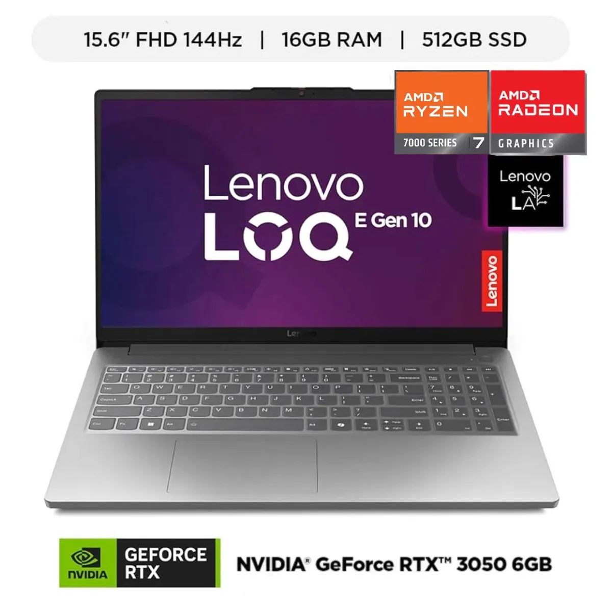 LENOVO - Laptop Gamer Lenovo LOQ Essential Ryzen 7 RTX3050 6GB 16GB 512GB SSD 15.6 FHD Windows 11