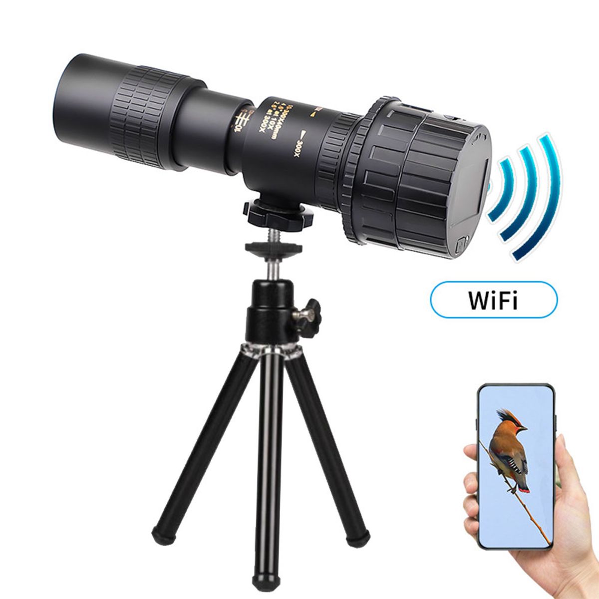 PUREPOWER - Ocular Electrónico con 10-300X40mm Telescopio para teléfono Inteligentes Astrofotografía Planetaria