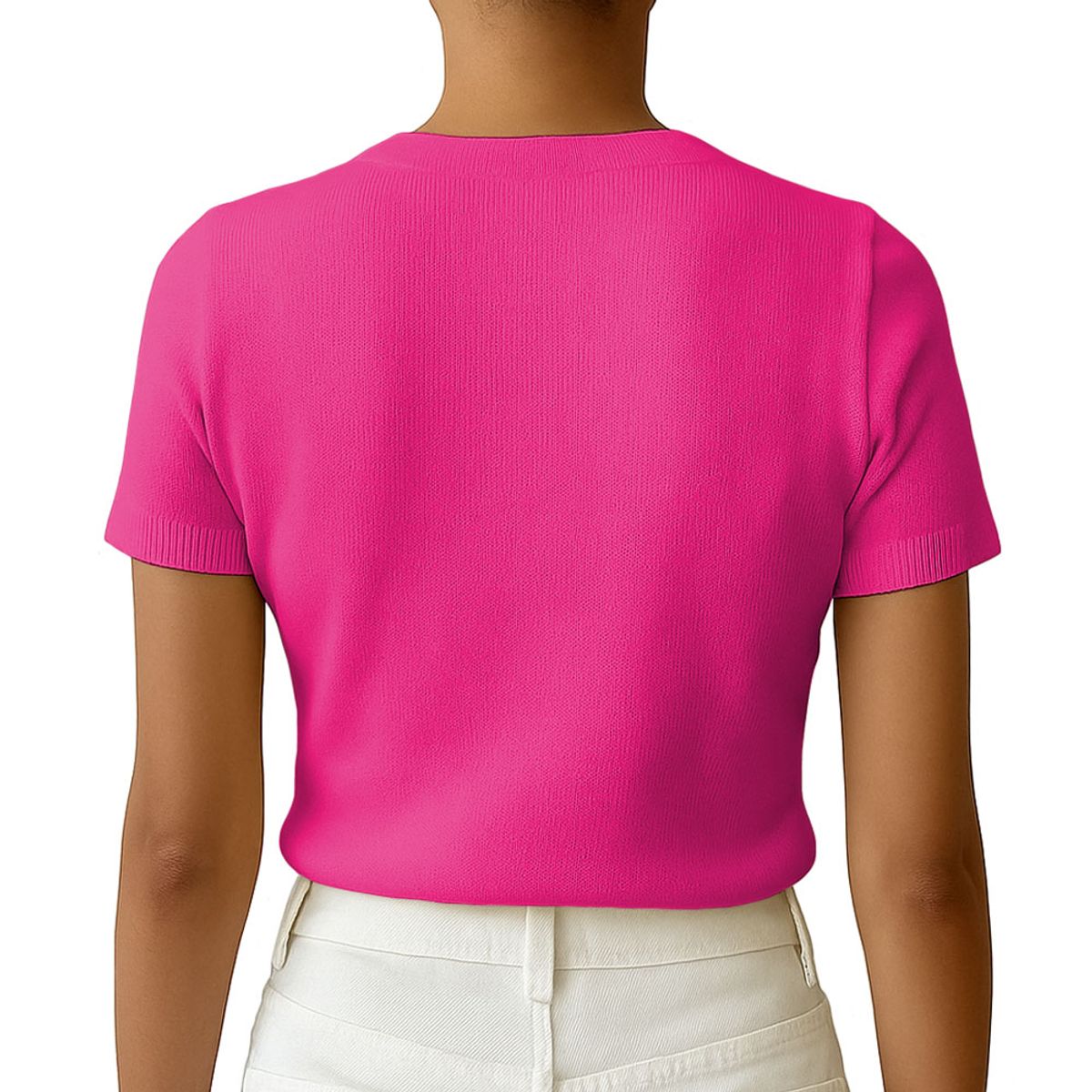 GENERICO - Polo Mujer Manga Corta Color Entero Hilo Tacto Algodon Day362G-18 Color Fucsia