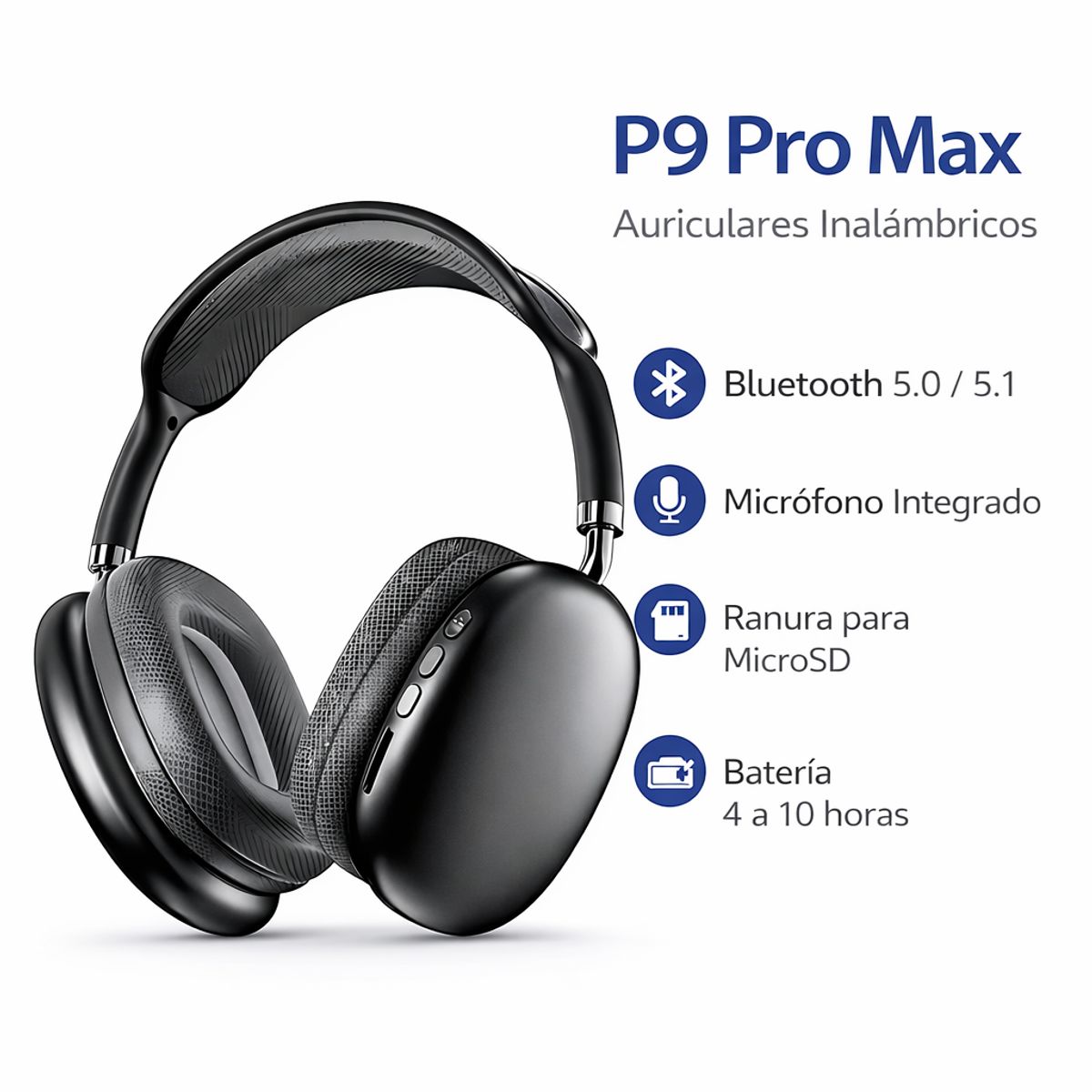 GENERICO - Audífonos Bluetooth P9 pro max Negro