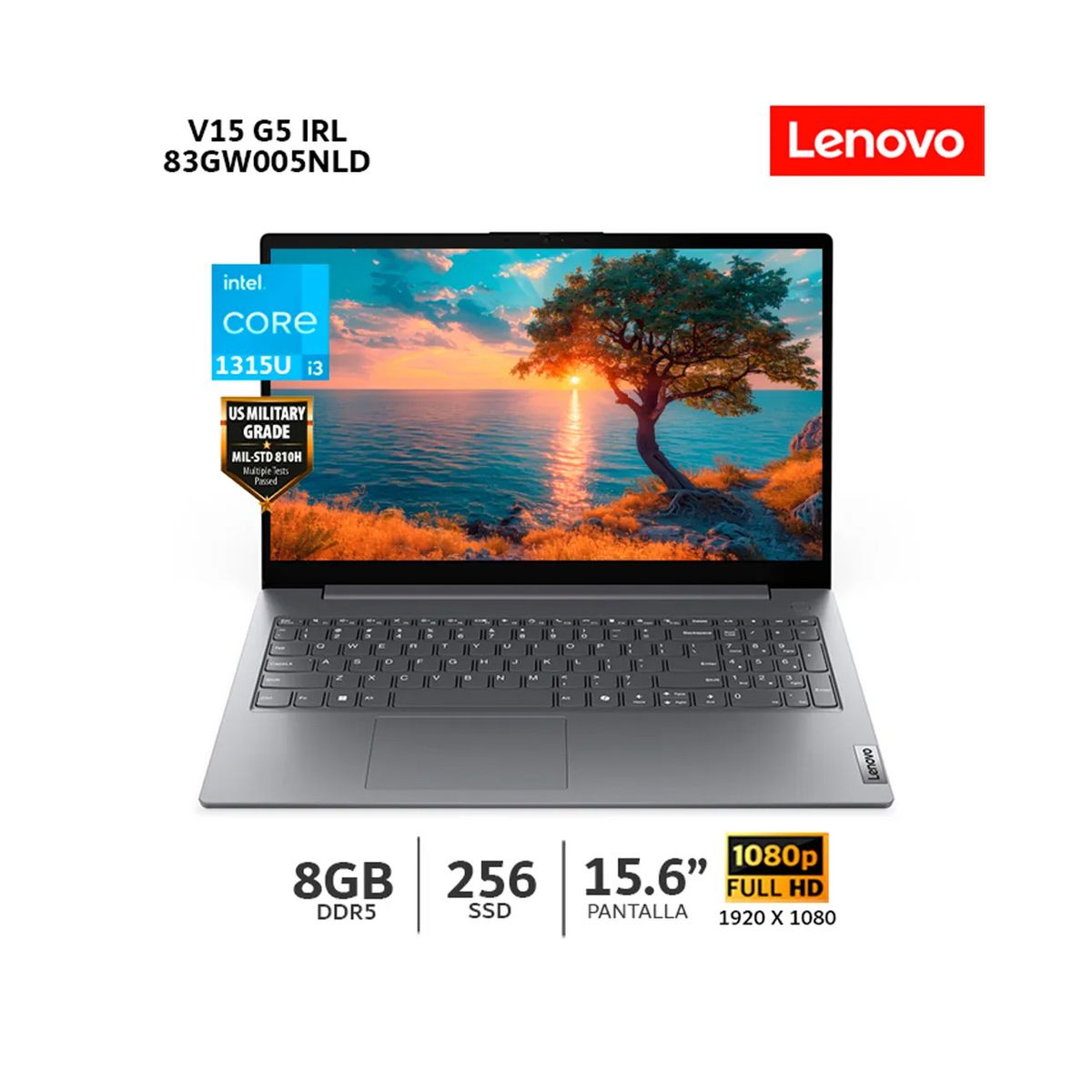 LENOVO - Laptop Lenovo V15 G5 IRL Intel Core i3-1315U 8Gb Ram 256Gb SSD 156 FHD - 83GW005NLD