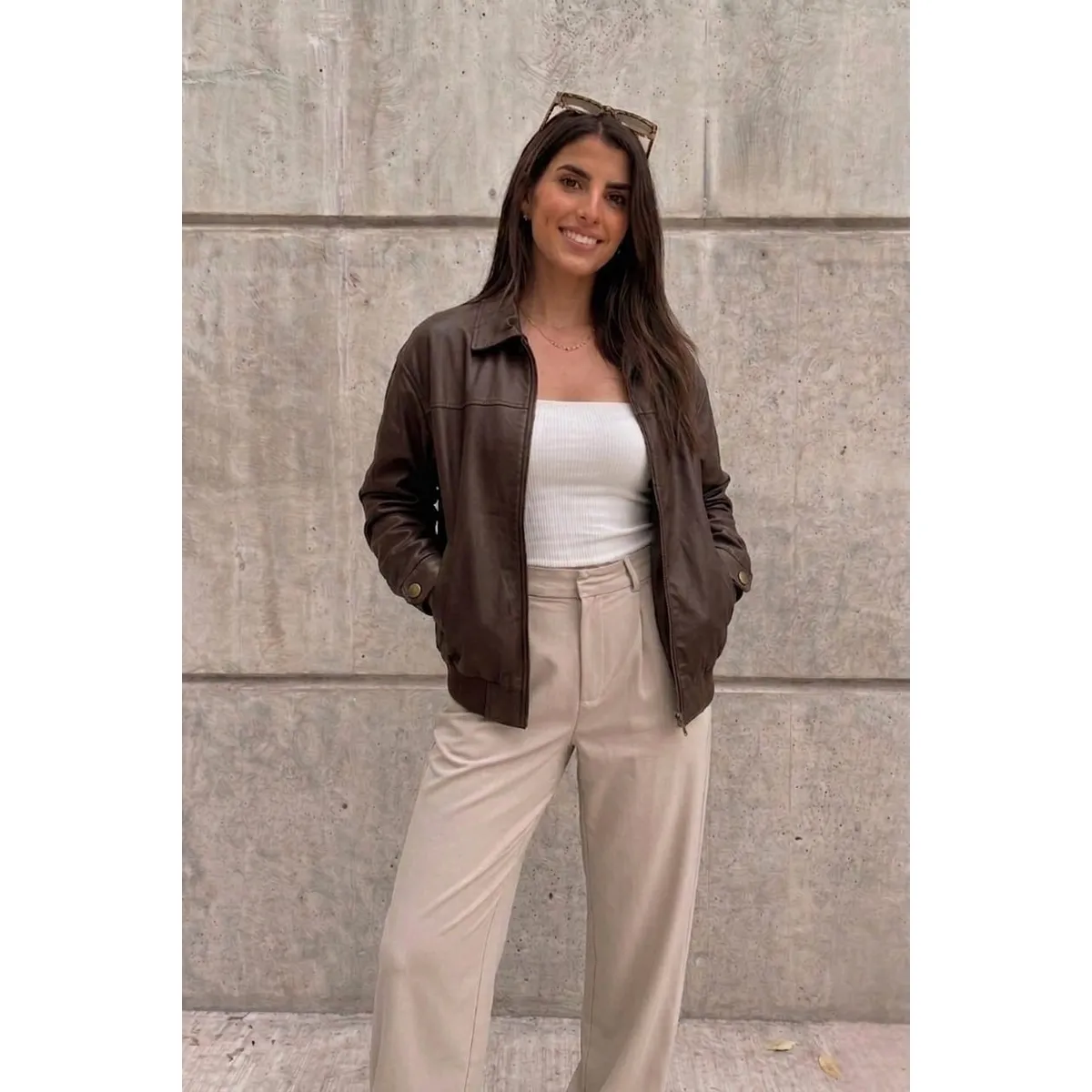 GENERICO - CASACA BOMBER CUERINA OVERSIZE DE MUJER