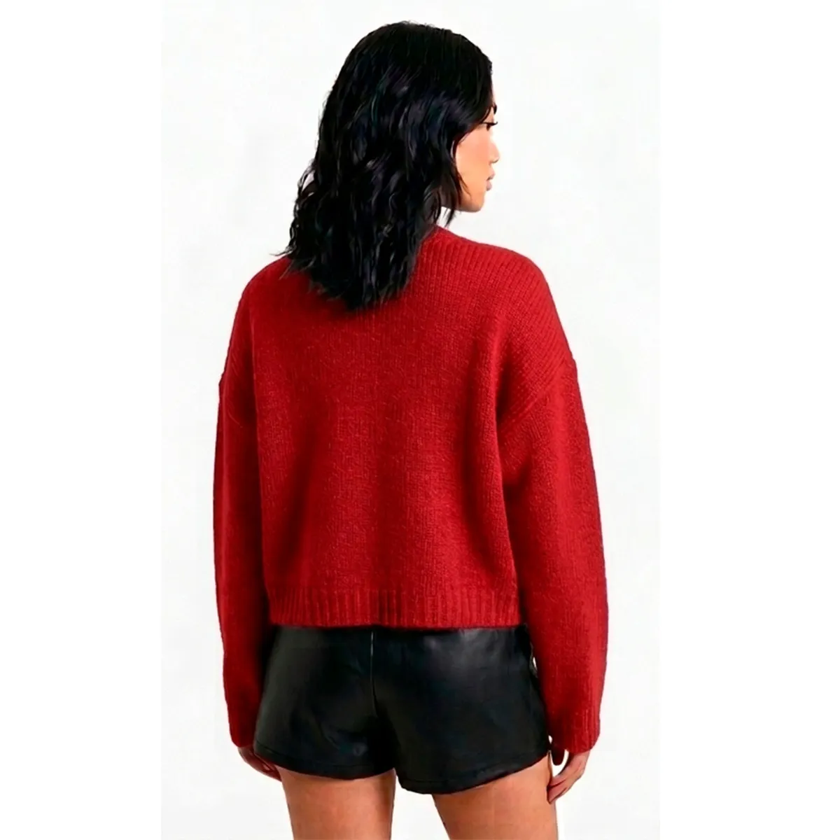 GENERICO - Cardigan Mujer Casual Botones Mlarga Hilo De Algodon 359G-30 Color Rojo