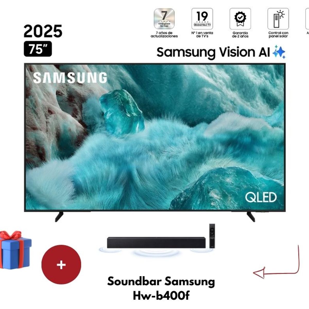 SAMSUNG - SAMSUNG 75 QLED Q7F Vision AI Smart TV 2025 cn Soundbar Samsung Hw-b400f