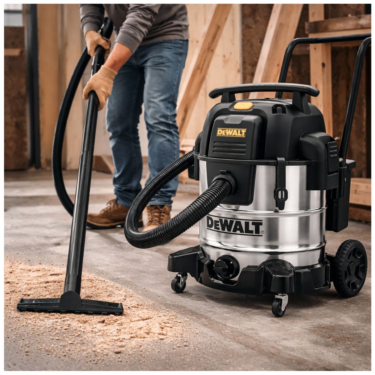 DEWALT - Aspiradora y sopladora de polvo y liquido 50 litros acero inoxidable 1300W  DEWALT