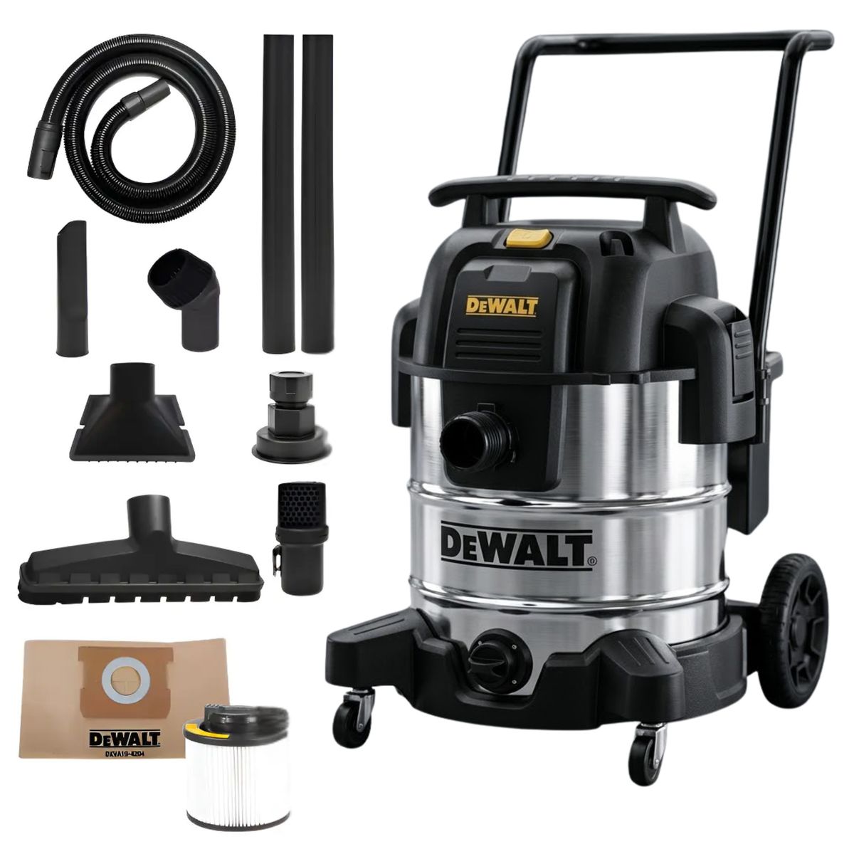 DEWALT - Aspiradora y sopladora de polvo y liquido 50 litros acero inoxidable DXV50S-B2 DEWALT