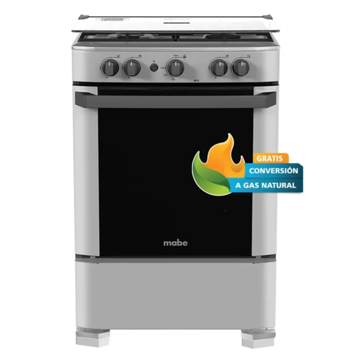 MABE - Cocina de pie Mabe 4 Hornillas a Gas CMP6010FG1 Silver + Valvula para gas + Plancha Oster