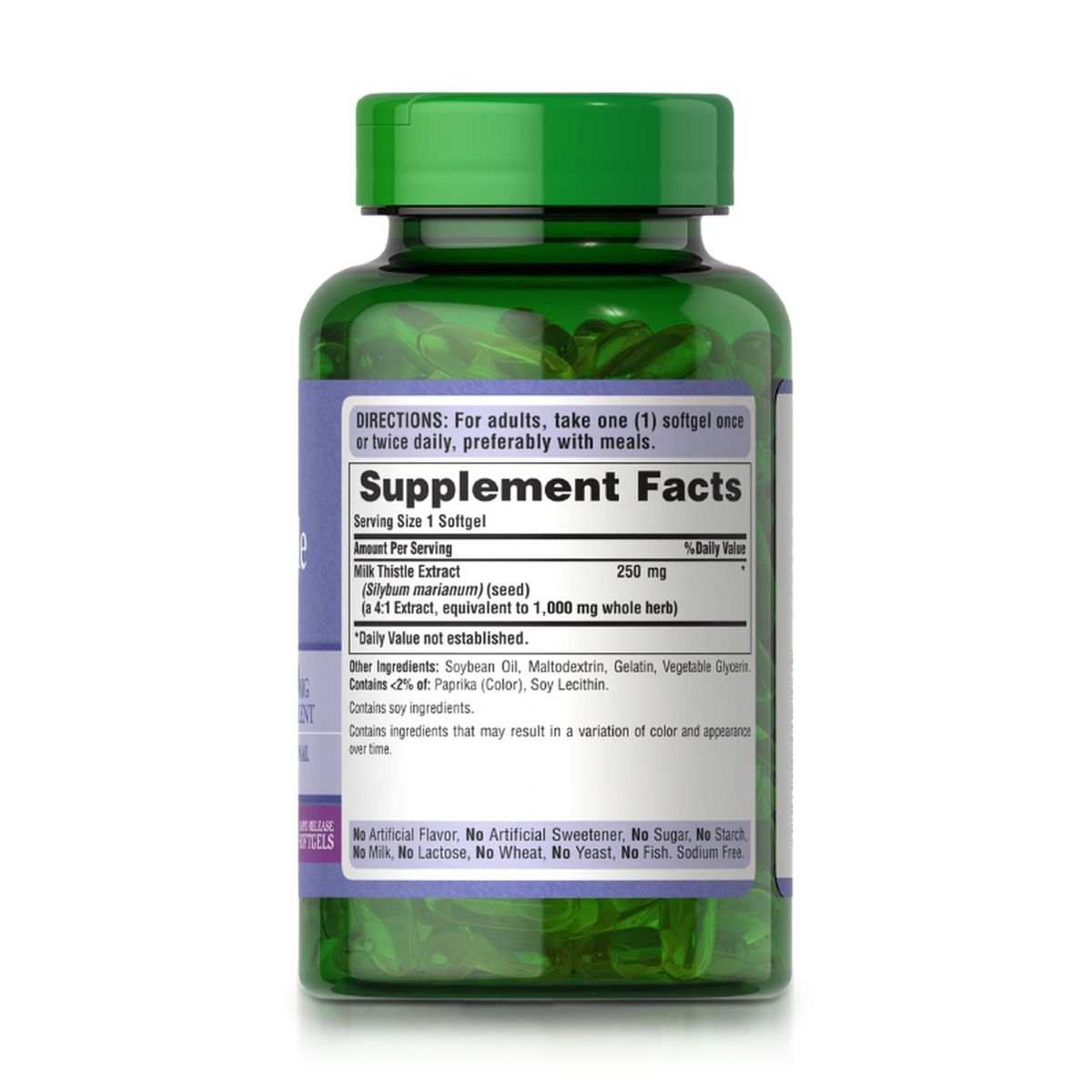 PURITANS PRIDE - Milk Thistle Extract 250 mg (180 Softgels) - Puritan's Pride
