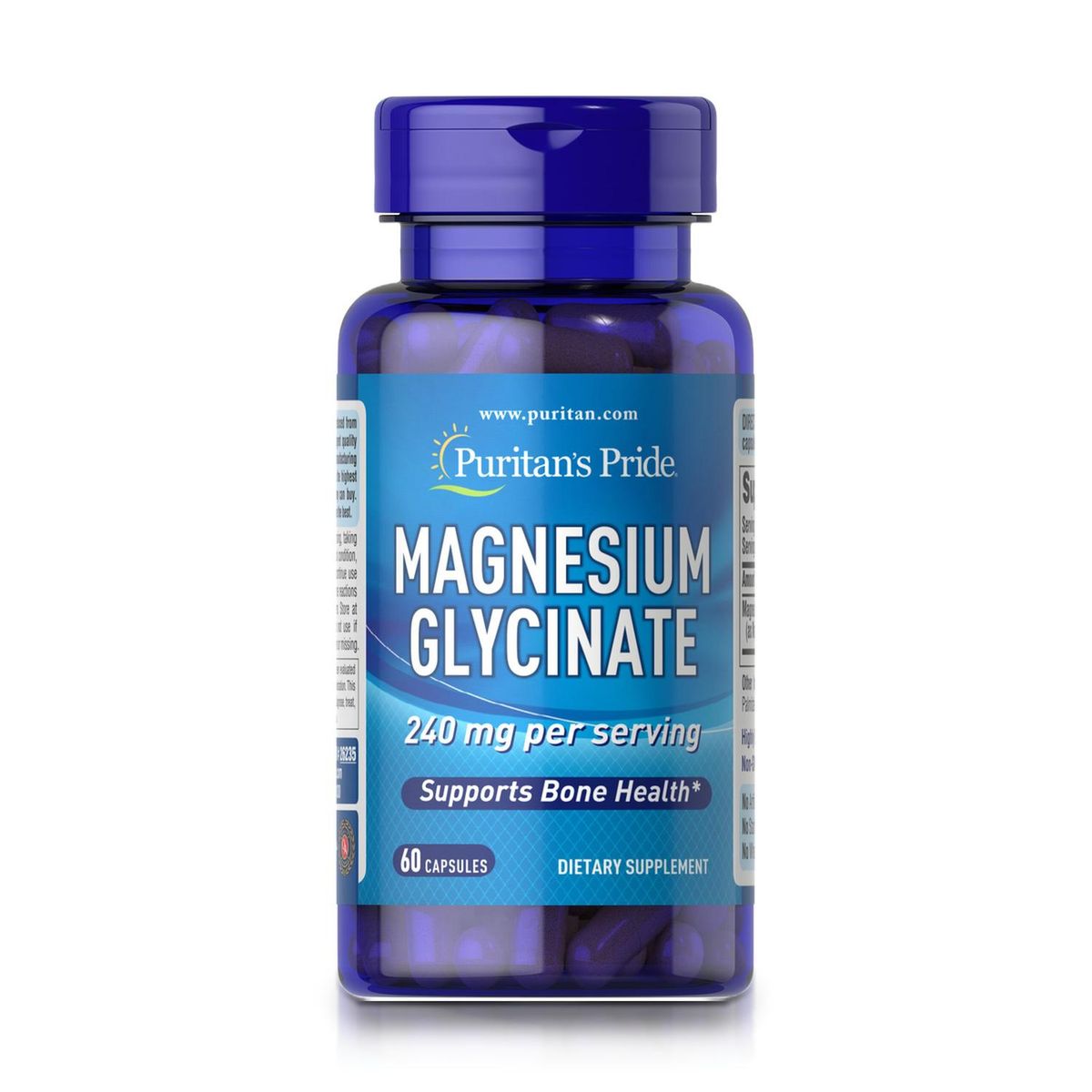 PURITANS PRIDE - Glicinato de Magnesio 240 mg (60 Cápsulas) - Puritan's Pride