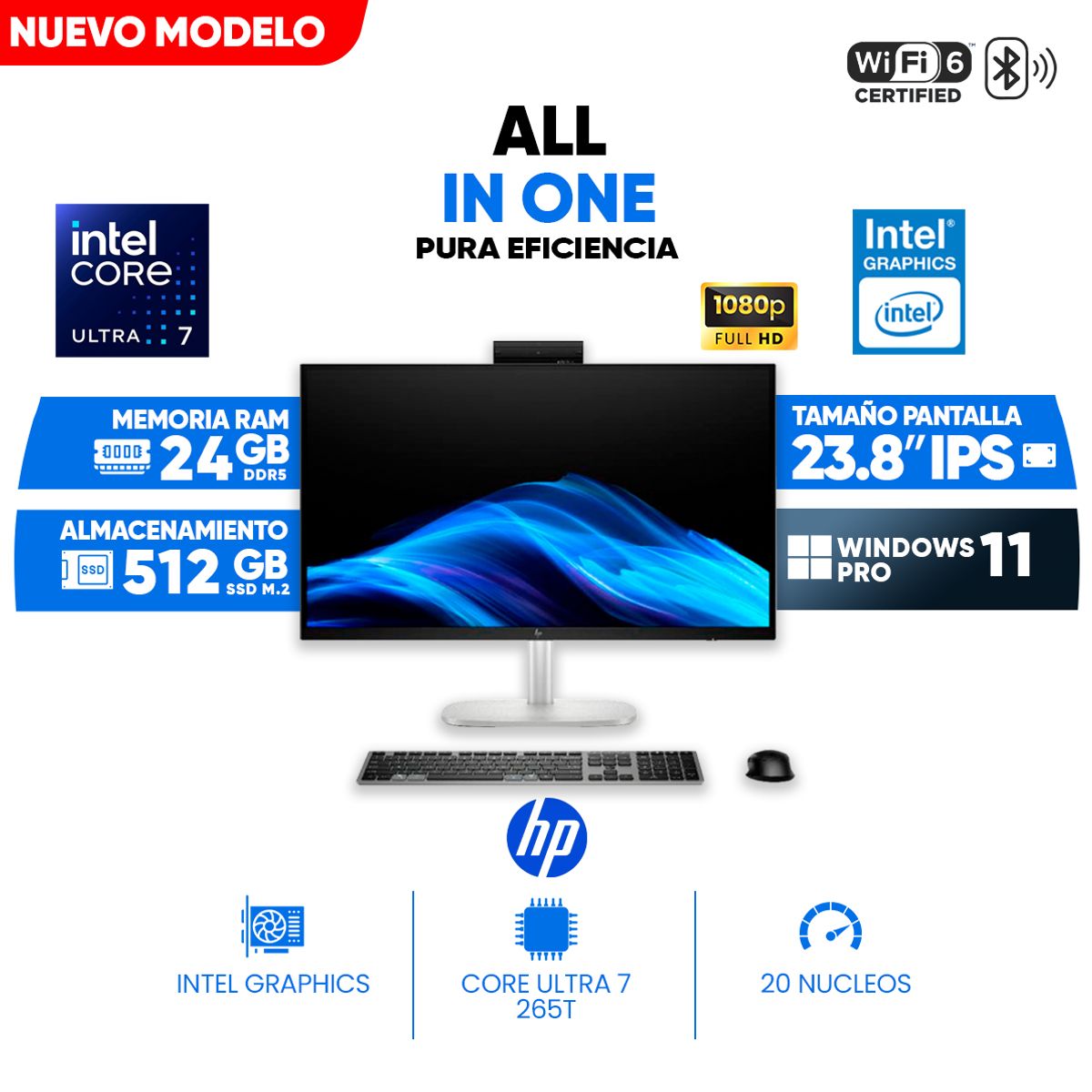 HP - All In One HP Pro Studio 4 G1i, 23.8" Full Hd IPS, Core Ultra 7 265T, 24GB DDR5, 512GB SSD