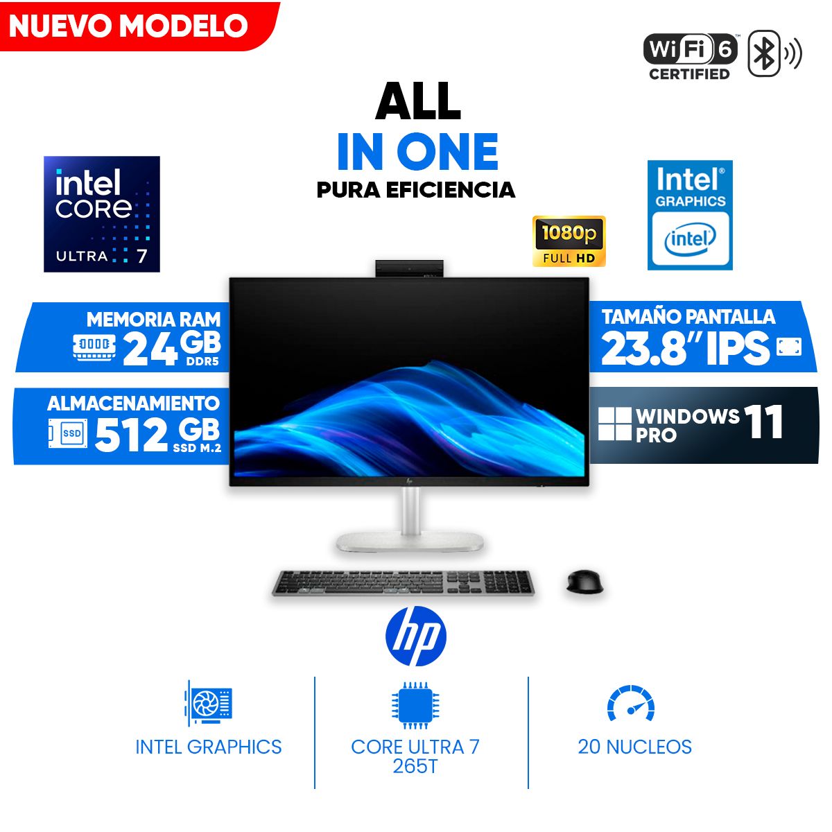 HP - All In One HP Pro Studio 4 G1i, 23.8" Full Hd IPS, Core Ultra 7 265T, 24GB DDR5, 512GB SSD