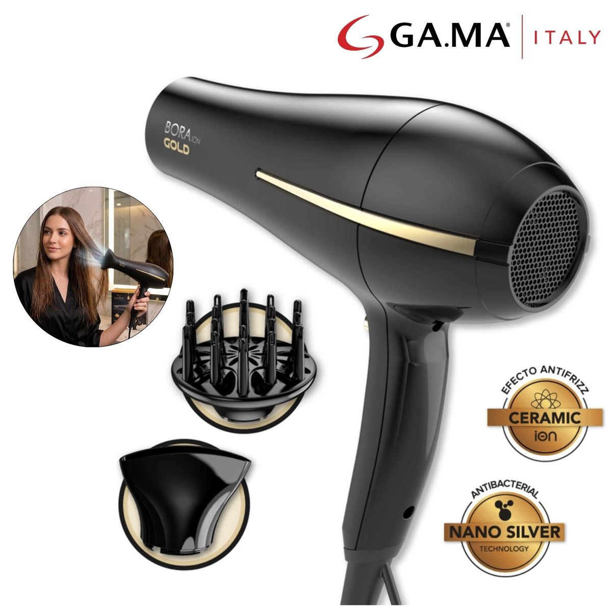 Gama - Secadora GAMA BECHD0000002722 Bora Gold Ion Plus Argan Oil Motor DC