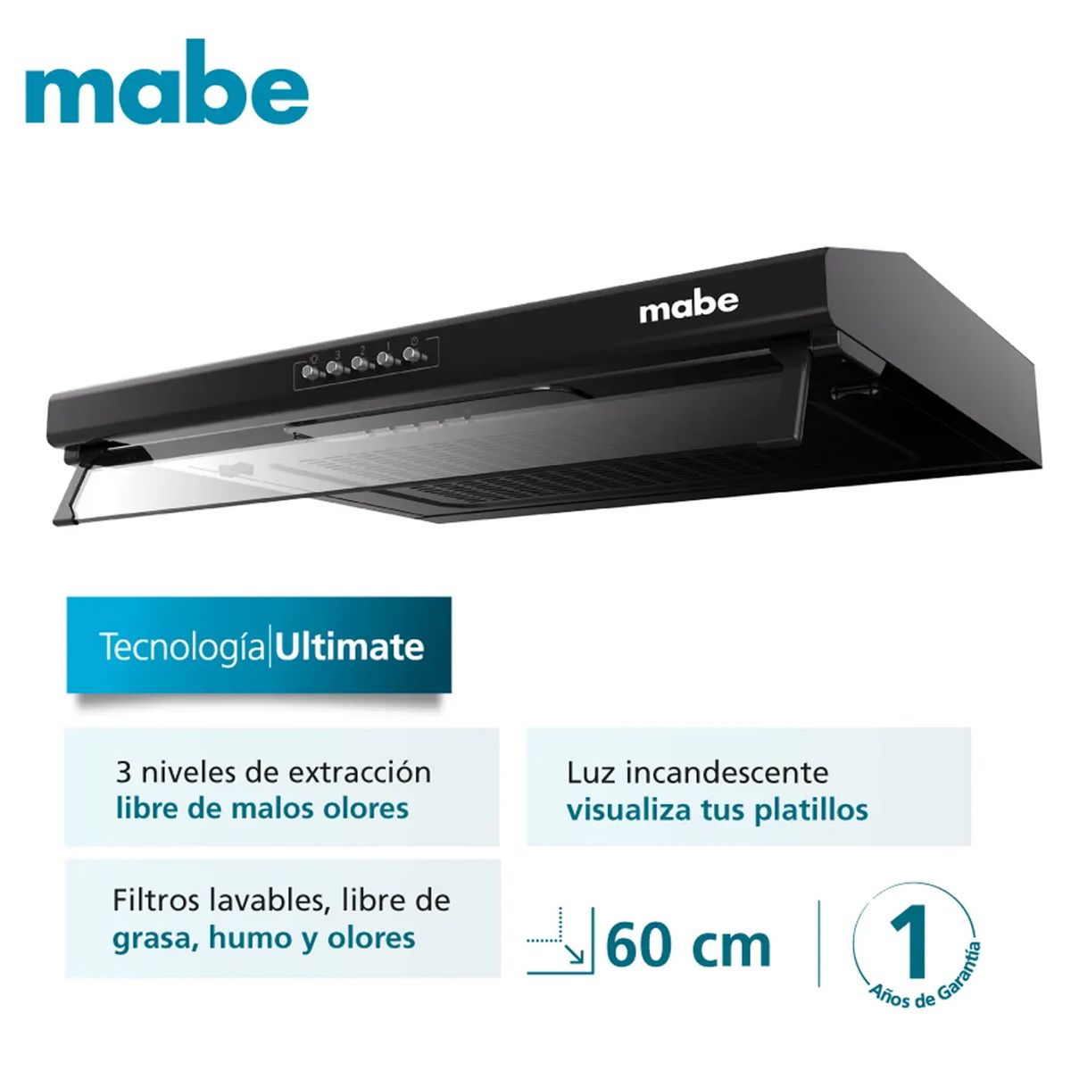 MABE - Campana Extractora Mabe CMU6020PB0 60 CM