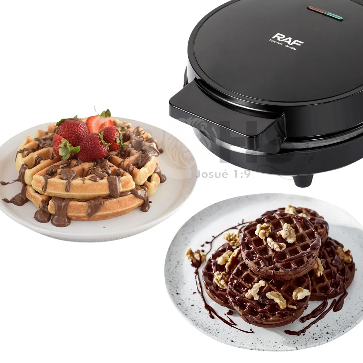 OEM - Wafflera Eléctrica RAF 1000W Antiadherente Con Placa De 4 Secciones