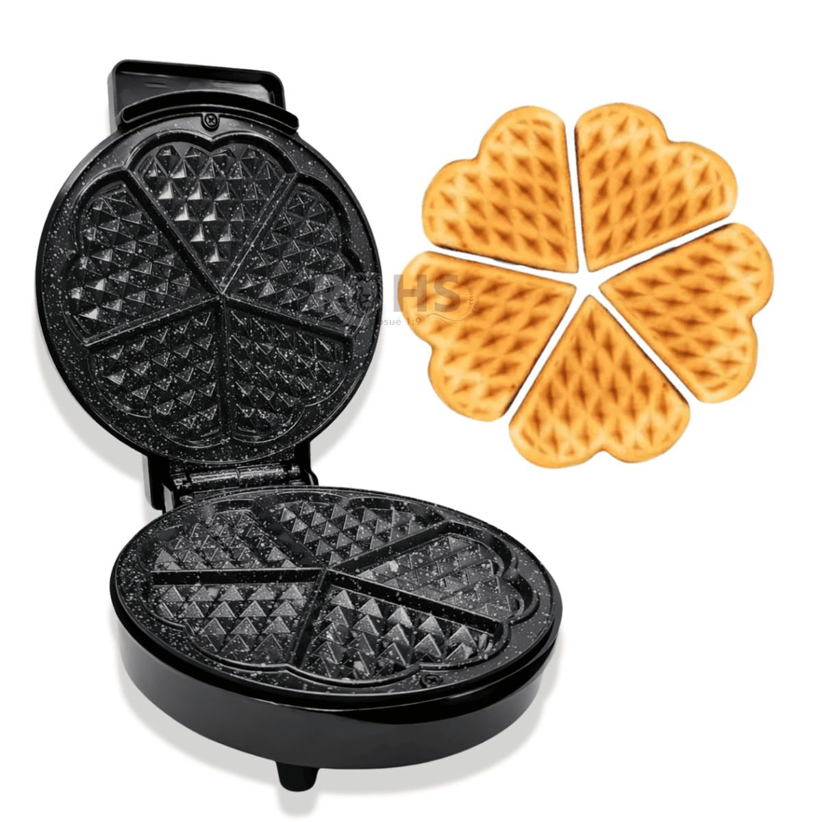 OEM - Wafflera Eléctrica BOMA 1000W Antiadherente Con Diseño De Corazón 5 Secciones