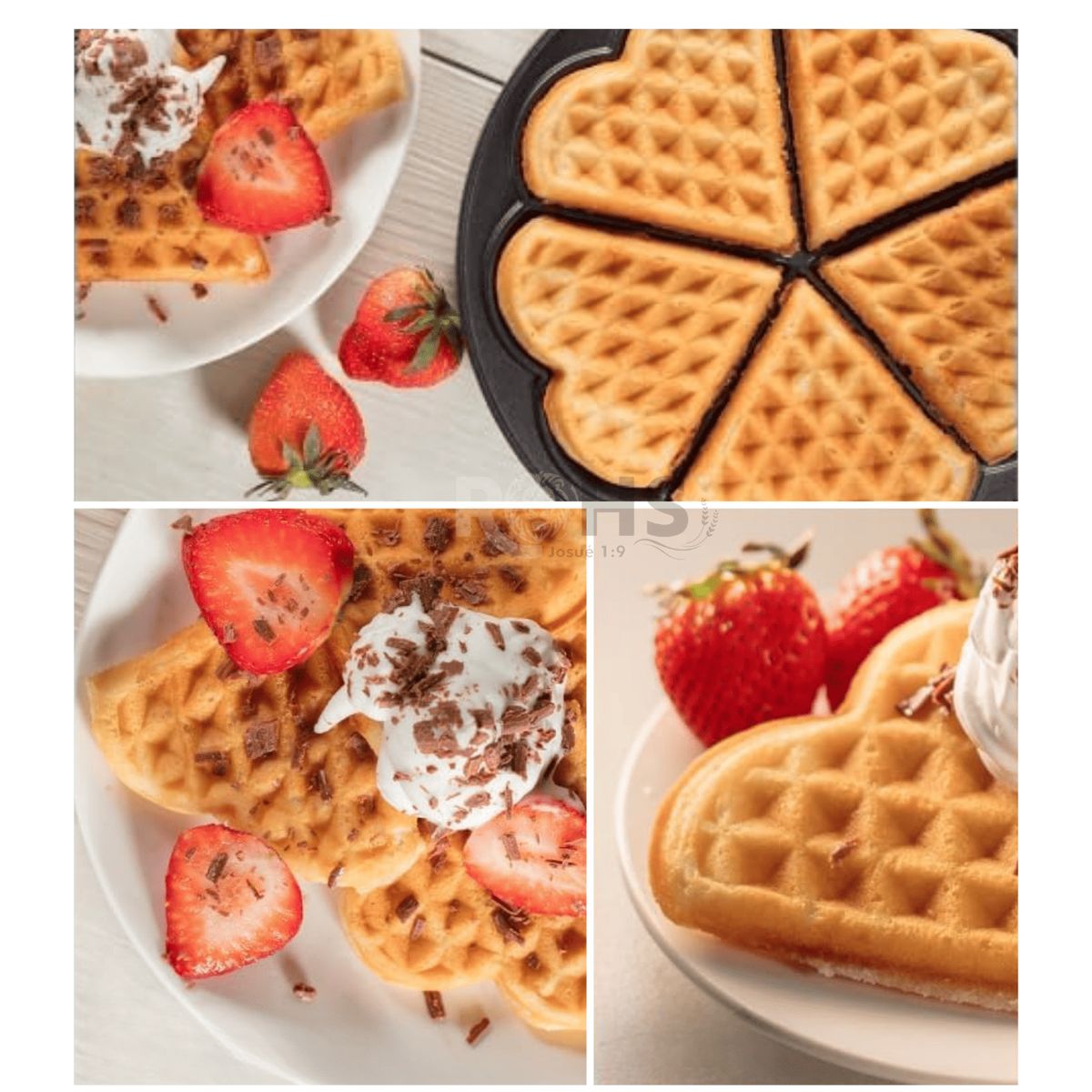 OEM - Wafflera Eléctrica RAF 1000W Antiadherente Con Diseño De Corazón 5 Secciones