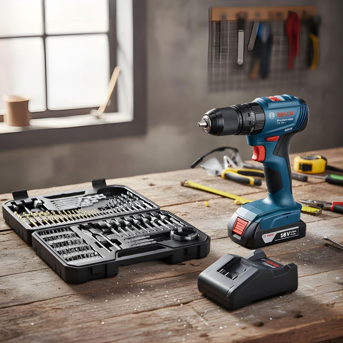 BOSCH - Taladro Percutor GSB 185-LI 1B+AC + Set 103pcs Bosch