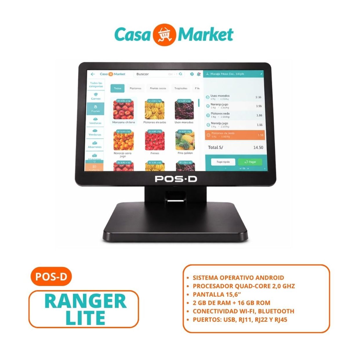 POS D - Punto de venta todo en uno pantalla táctil 15.6 pulgadas - all in one