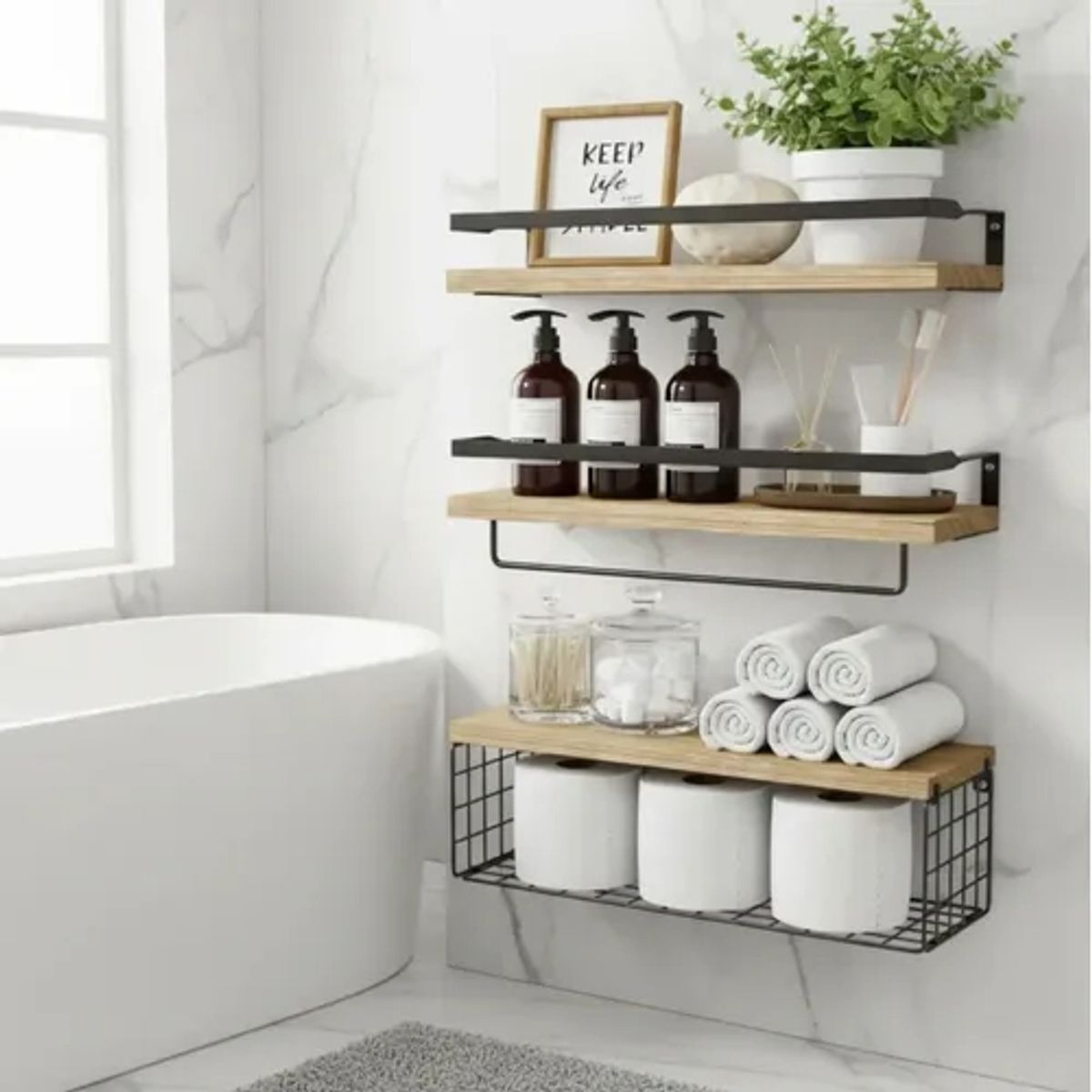 EVERSO - Repisas Flotantes De Pared X3 Estante Organizador Para Baño