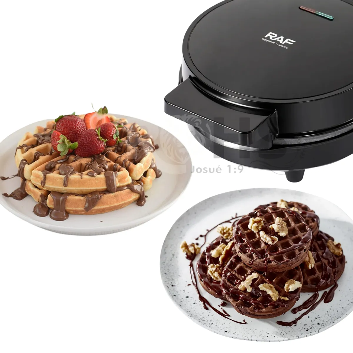 OEM - Wafflera Eléctrica RAF 1000W Antiadherente Con Placa De 4 Secciones